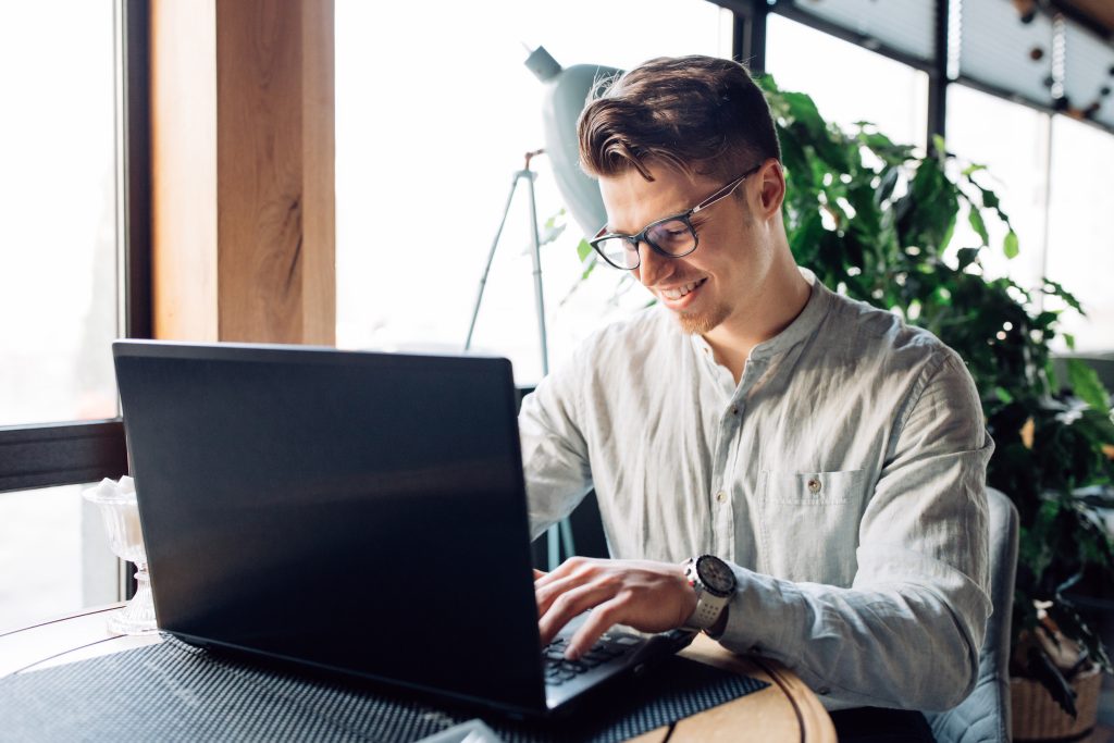 man using laptop