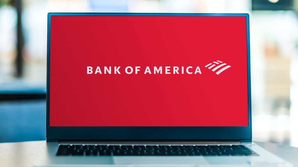 Computer with Bank of America logo