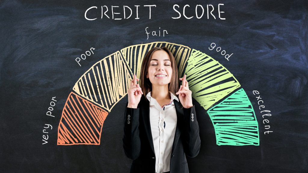 woman and a credit score background