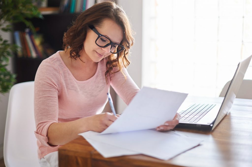 woman working home