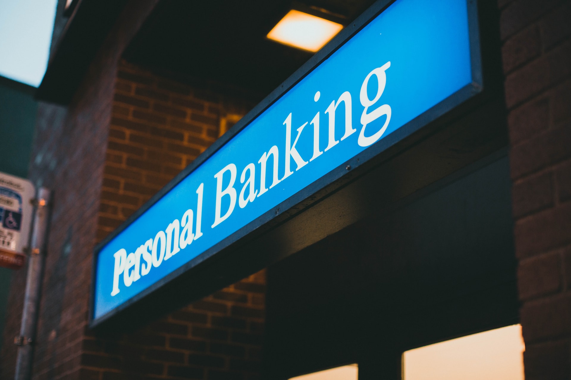 sign with the words personal banking