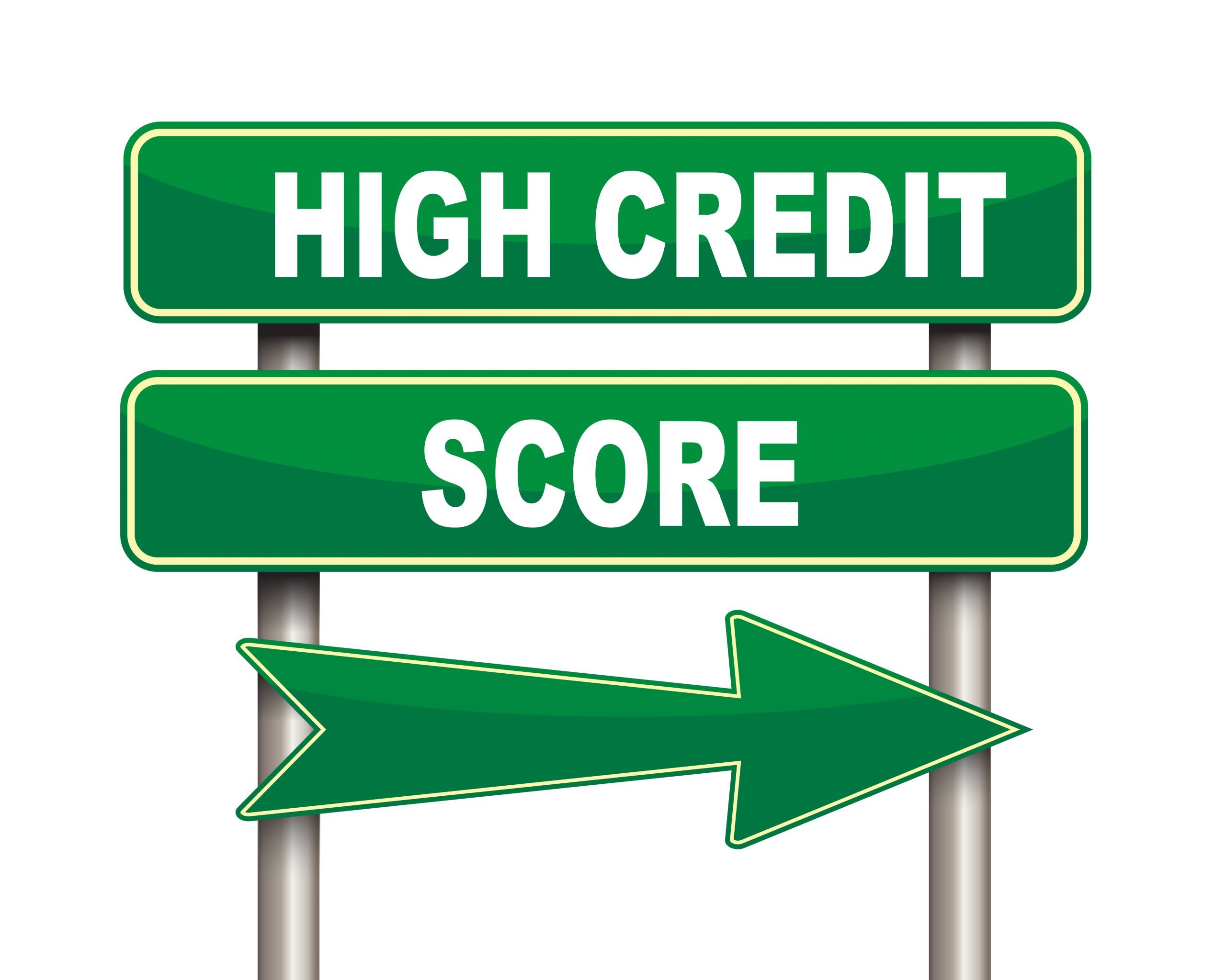 High credit score green road sign
