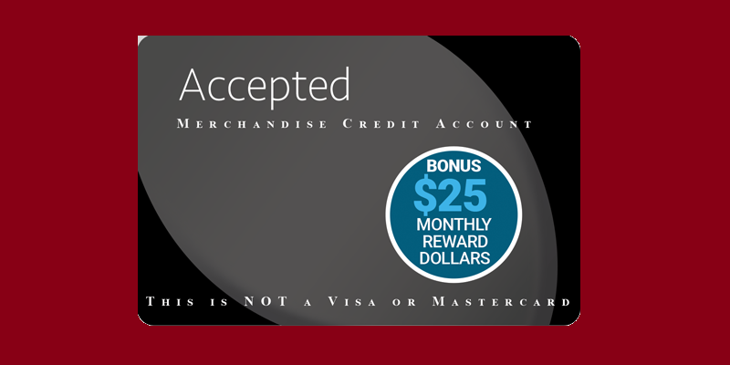 Accepted Acoount card on a red background