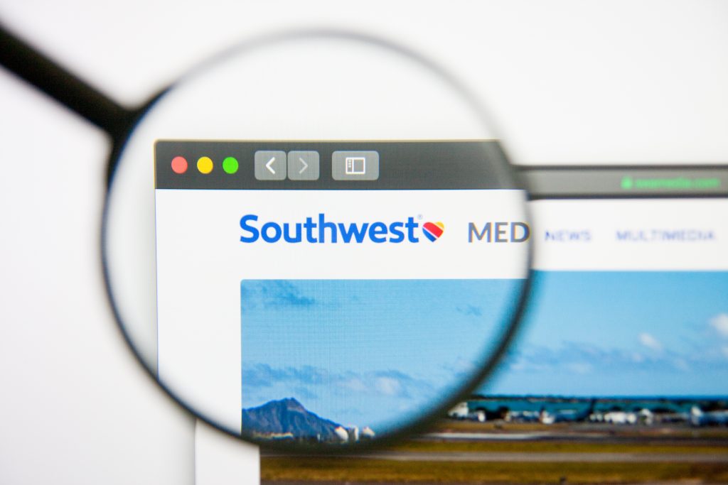 Los Angeles, California, USA - 14 February 2019: Southwest Airlines website homepage. Southwest Airlines logo visible on screen.