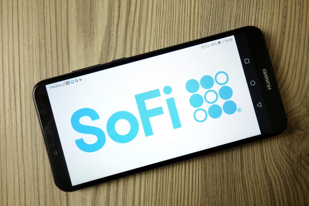KONSKIE, POLAND - December 21, 2019: Social Finance Inc - SoFi logo displayed on mobile phone