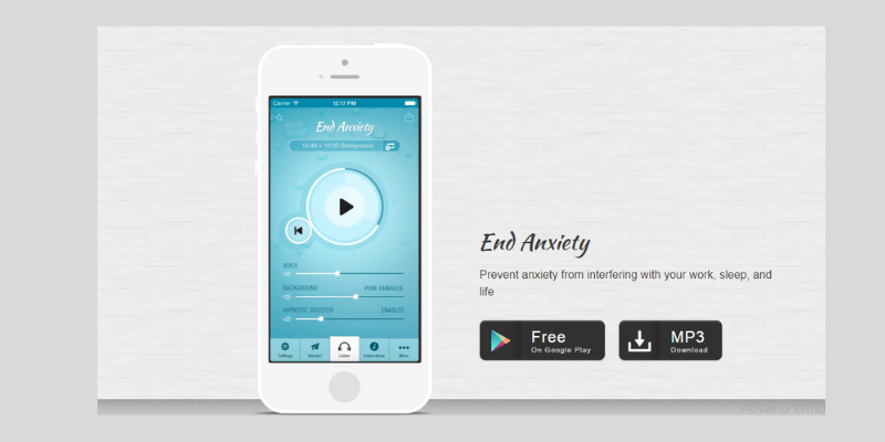 Anxiety Relief Hypnosis app interface