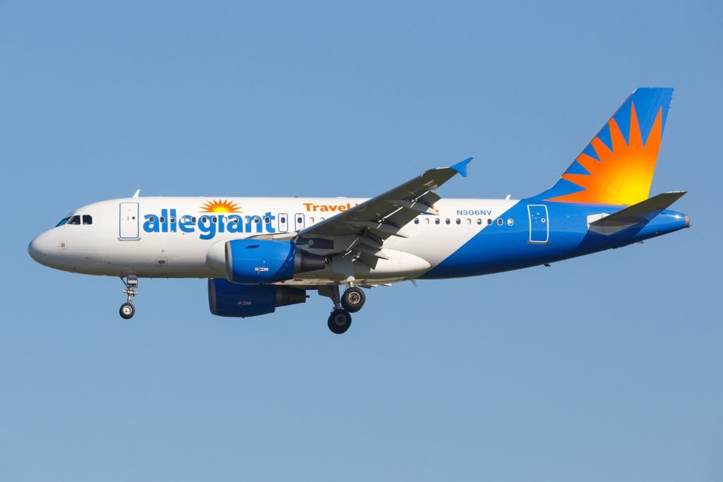 Allegiant Air Airbus A319 airplane at Los Angeles airport