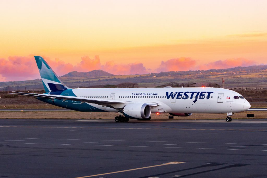 Westjet Boeing 787 at Kahului International Airport on Maui, Haw