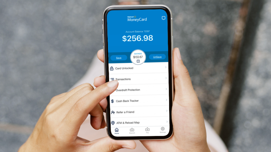 person using the Walmart MoneyCard® app