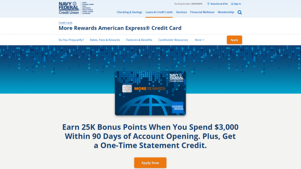 Navy Federal More Rewards American Express® Card home page