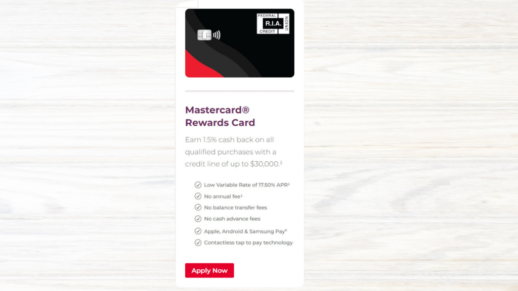 R.I.A. Federal Credit Union Mastercard® Rewards Card
