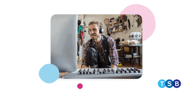 Image of a man in front of a computer, directly from the TSB website.